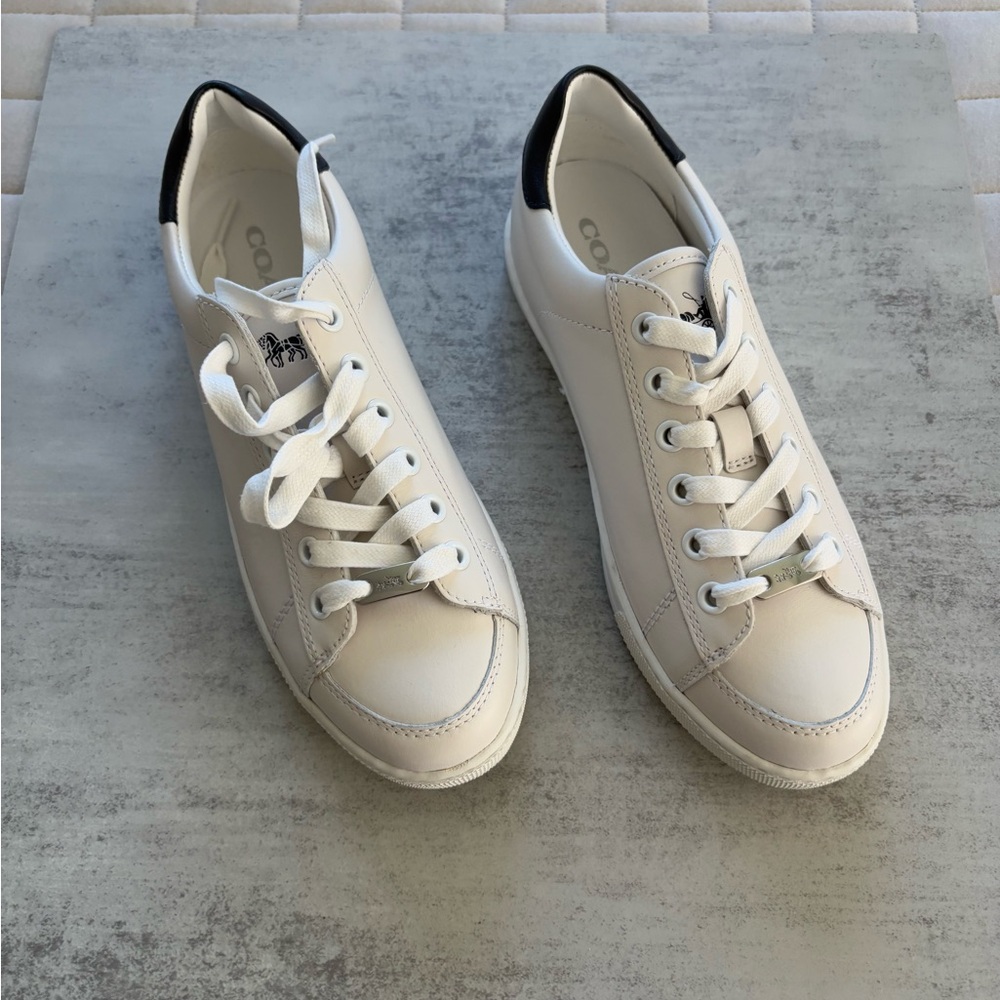 Coach Women’s White Leather Porter Lace-Up Sneakers